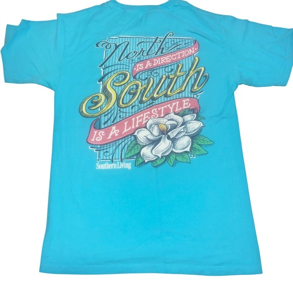 Southern Living Other - Southern Living South Is A Lifestyle Shirt Mens Small Blue Magnolia Flower Tee
